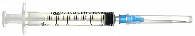 Шприц SFM 3 мл 3-х комп., одноразовый стерильный с иглой  0,6х30 23G  {{en:SFM syringe, 3 ml, 0,6х30 23G}}